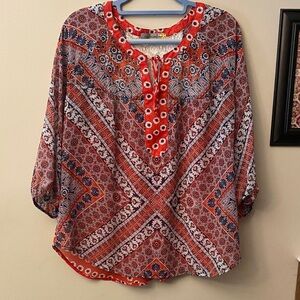 Figueroa and flower Women's Red Patterned Top